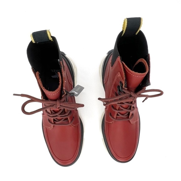Sorel Brex Ankle Boots Womens Size 8 Leather Waterproof Red Black Bootie New NWT - Picture 5 of 9